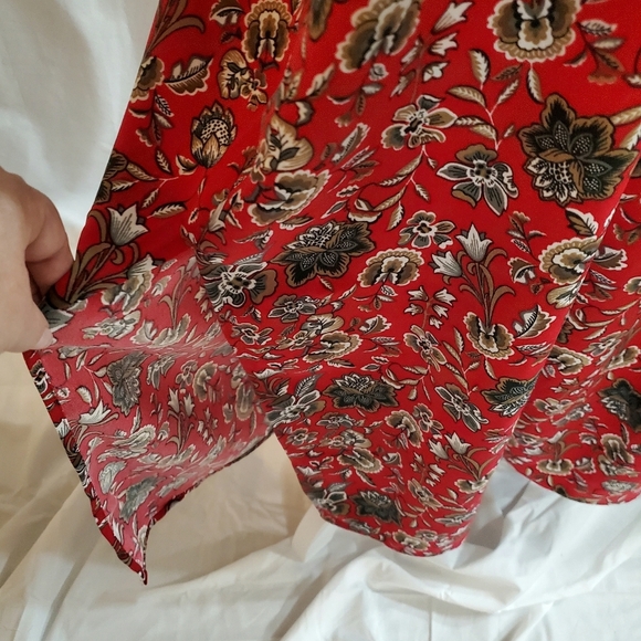 Making the Cut S3 Ep5 Red Floral Pattern Sash Wrapped Midi Dress Womens Size 2XL - Picture 7 of 12